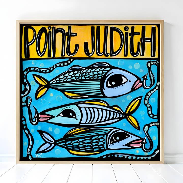 Arte de Pared de Peces de Point Judith Rhode Island, Escena Oceánica Juguetona para venta al por mayor de Atelier Vero Wholesale