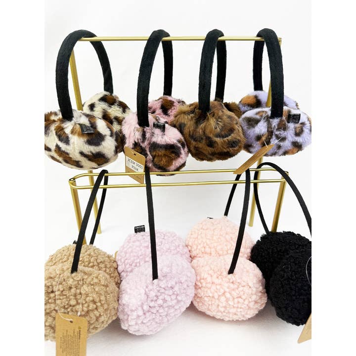 MIX COLOR Soft Leopard Faux Fur Earmuff for wholesale on Faire6