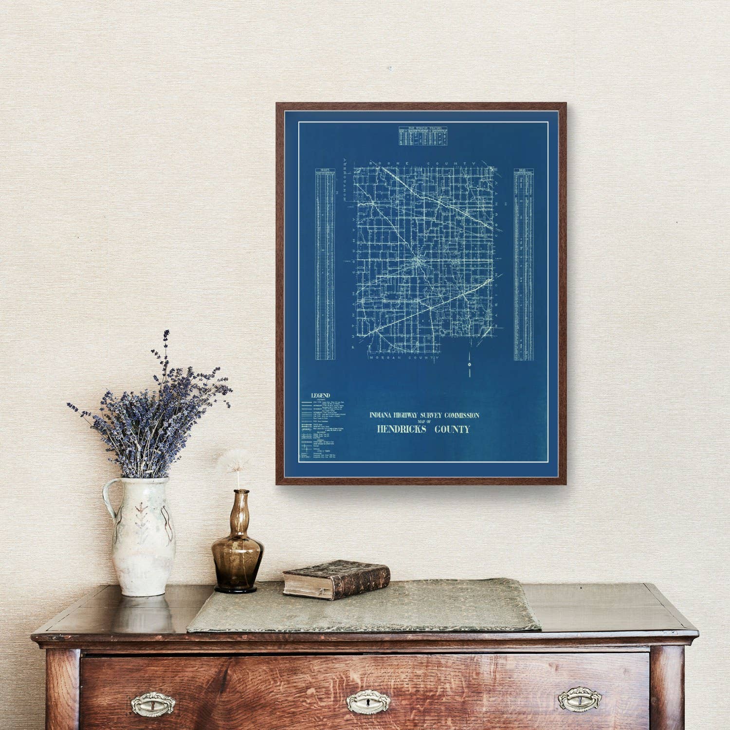 Ted's Vintage Art - Wholesale Map - Vintage Map of Hendricks County, Indiana 19361