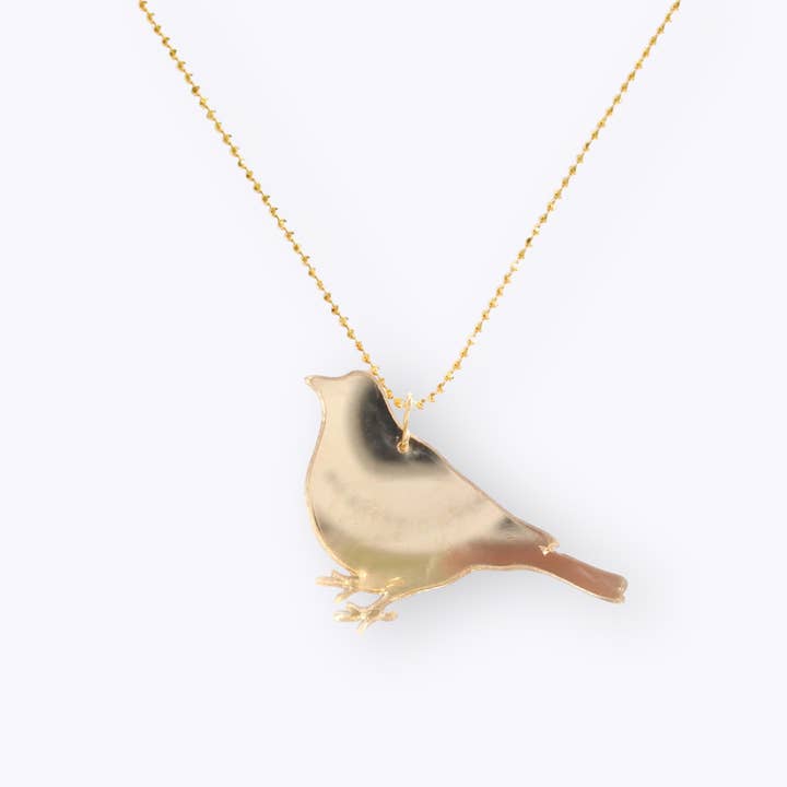 Recycled plastic Bird gold necklace for wholesale by All Things We Like
