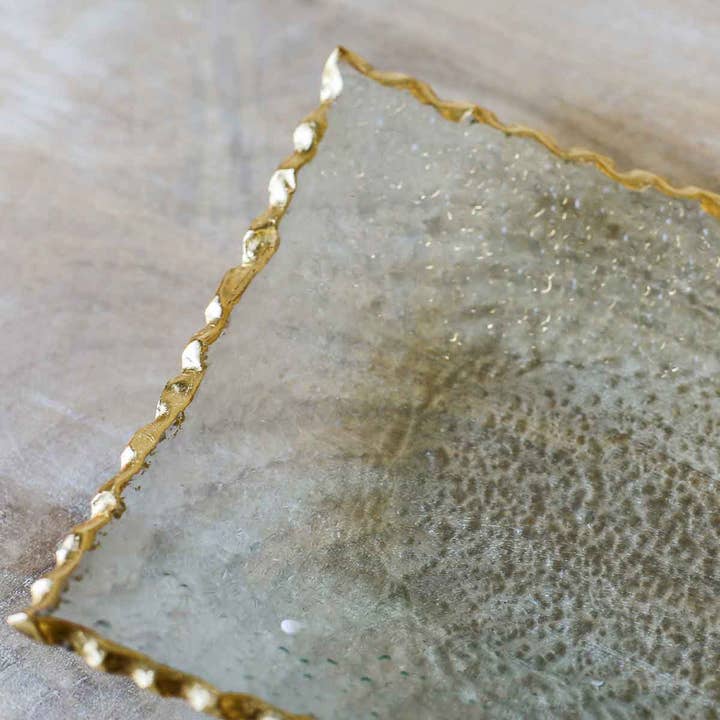 The Royal Standard - Wholesale Platter - Fairbanks Rectangle Platter Clear/Gold 13.75x1x6