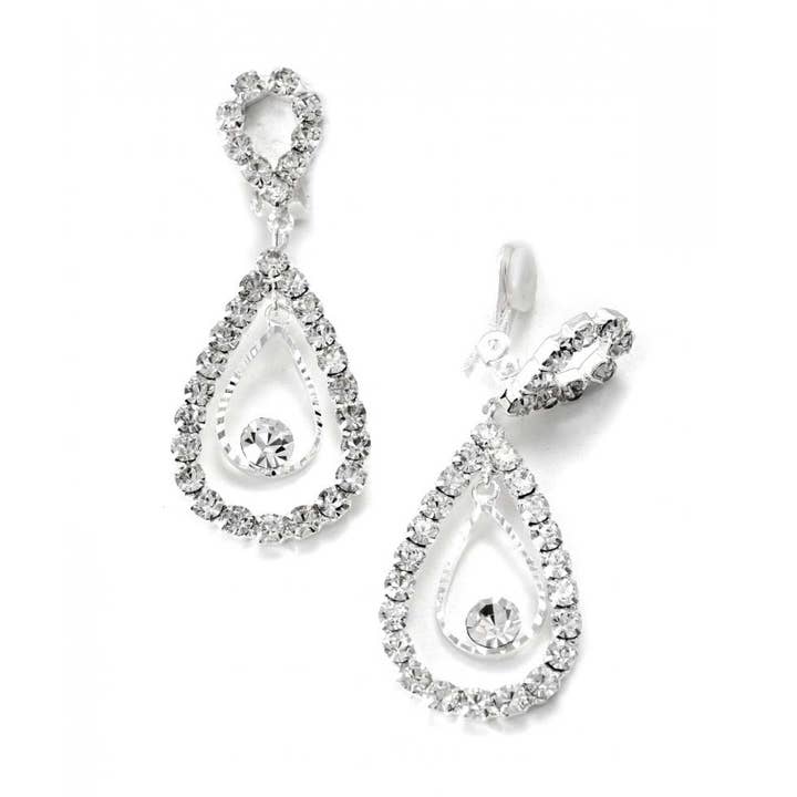 Orecchini a goccia a doppio strato con cristalli di strass argento per la vendita all'ingrosso da parte di Cool Crystals