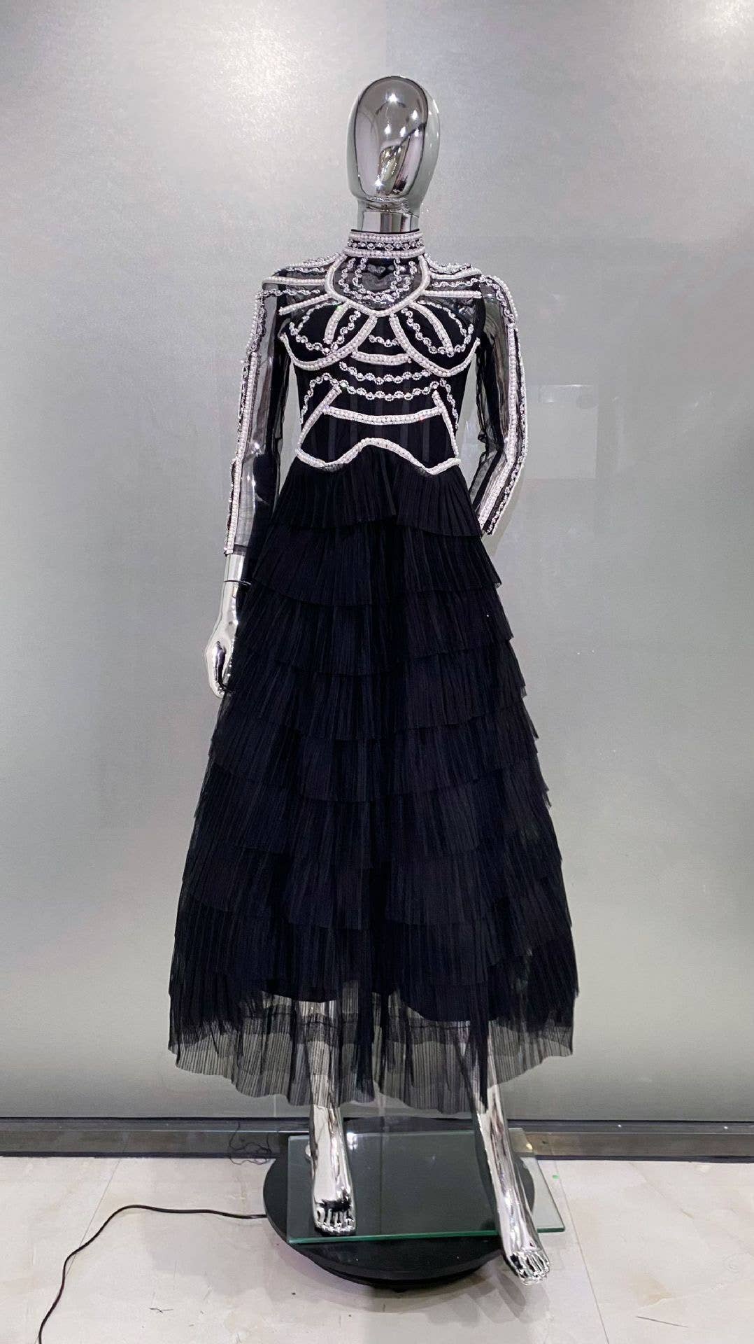 Black SY451 Luxury Handmade Beaded Dress with Fluffy Tulle Skirt for wholesale on Faire5