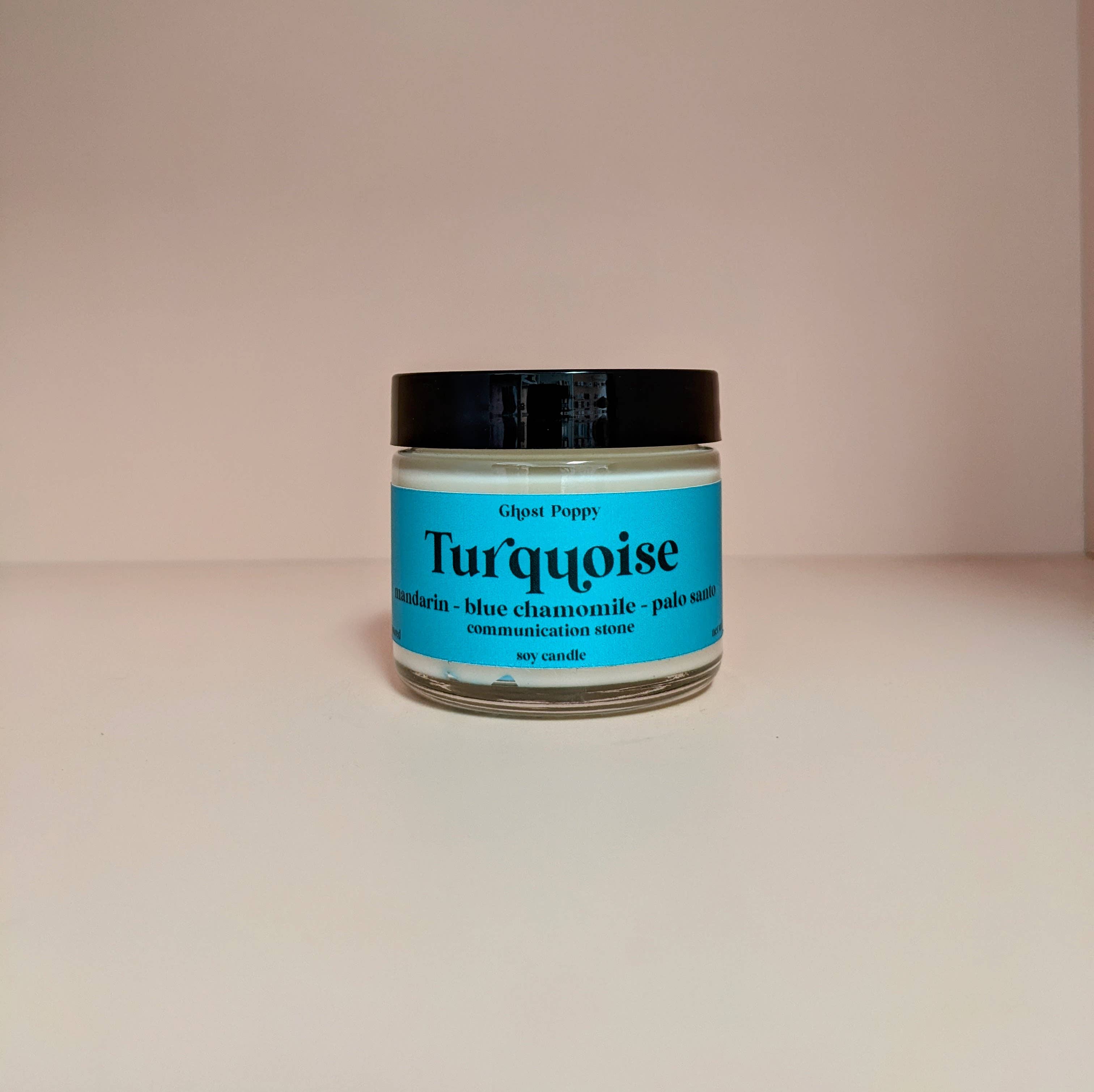 Ghost Poppy - Wholesale Jar/Filled Candle - Turquoise Mini Candle1