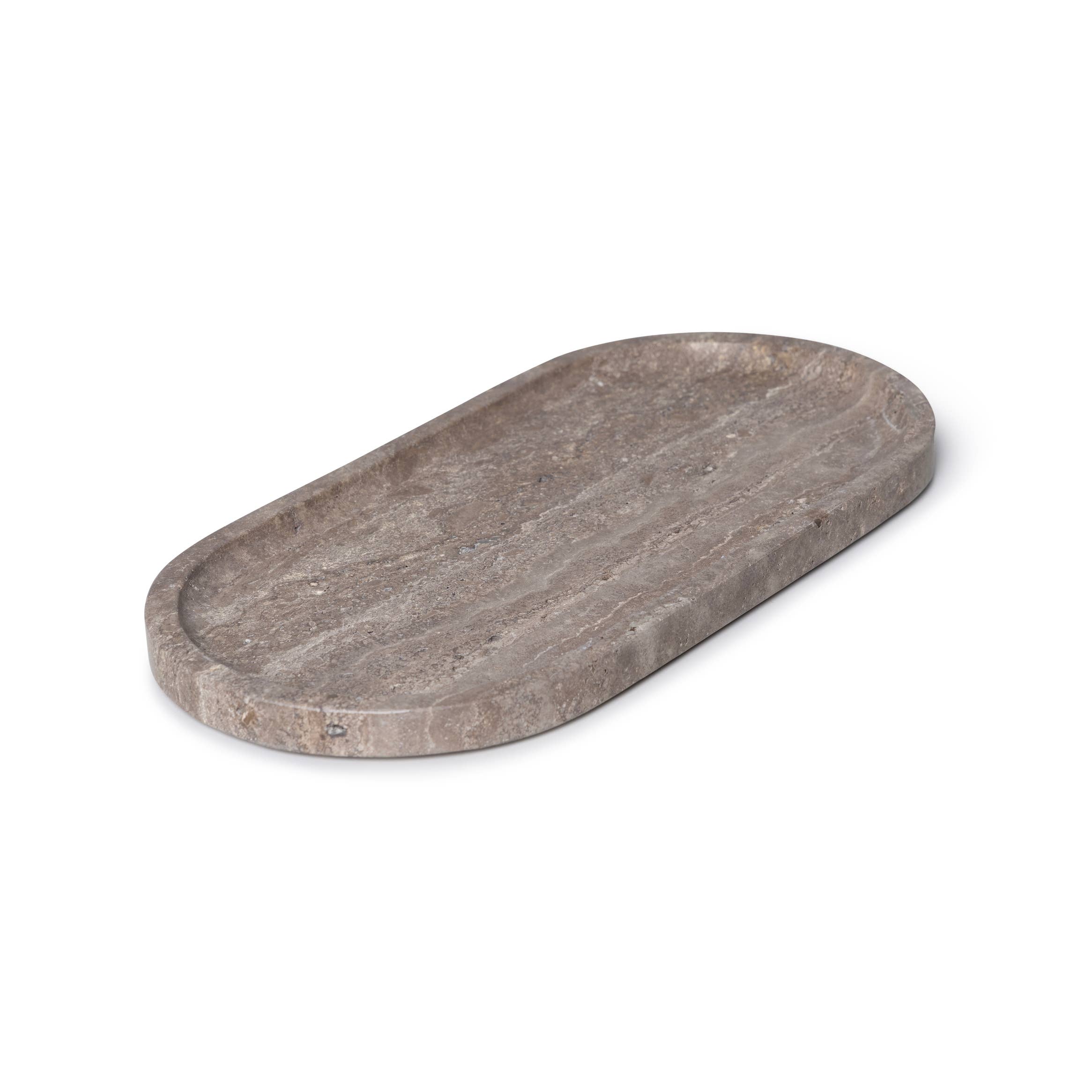 MOOISA B.V. - Wholesale Decorative Tray - Titanium travertine tray oval 30x15cm0