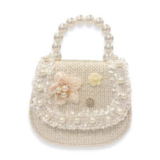 B1374 Floral Decor Tweed Purse (3 Colors) for wholesale by Doe a Dear