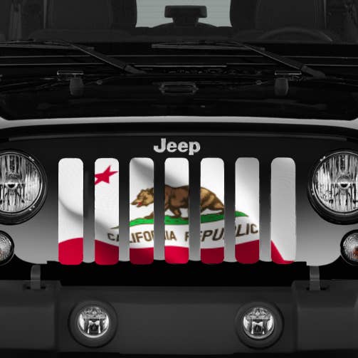 Waving California Jeep Grille Insert for wholesale by Dirty Acres