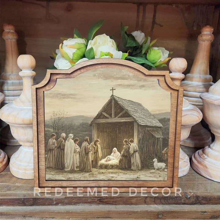 Redeemed Decor - Wholesale Decorative Tabletop Object - Provincial Nativity Scene Framed Art