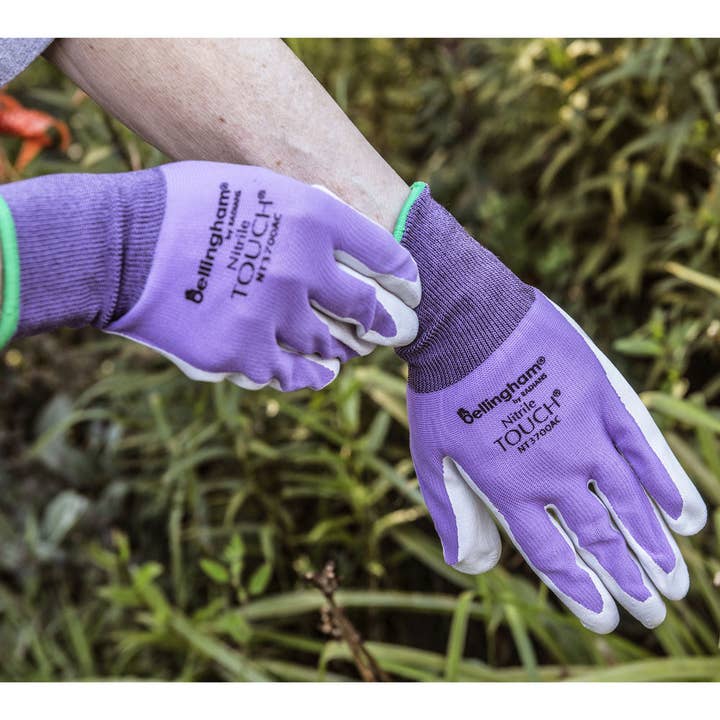 Nitrile Touch Gardening Gloves Assorted Color Size Large for wholesale by Birds Choice