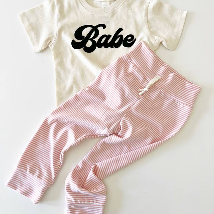 Bamboo Joggers | Pink Stripe | Baby & Toddler|Made in the US for wholesale by Bohemian Babies