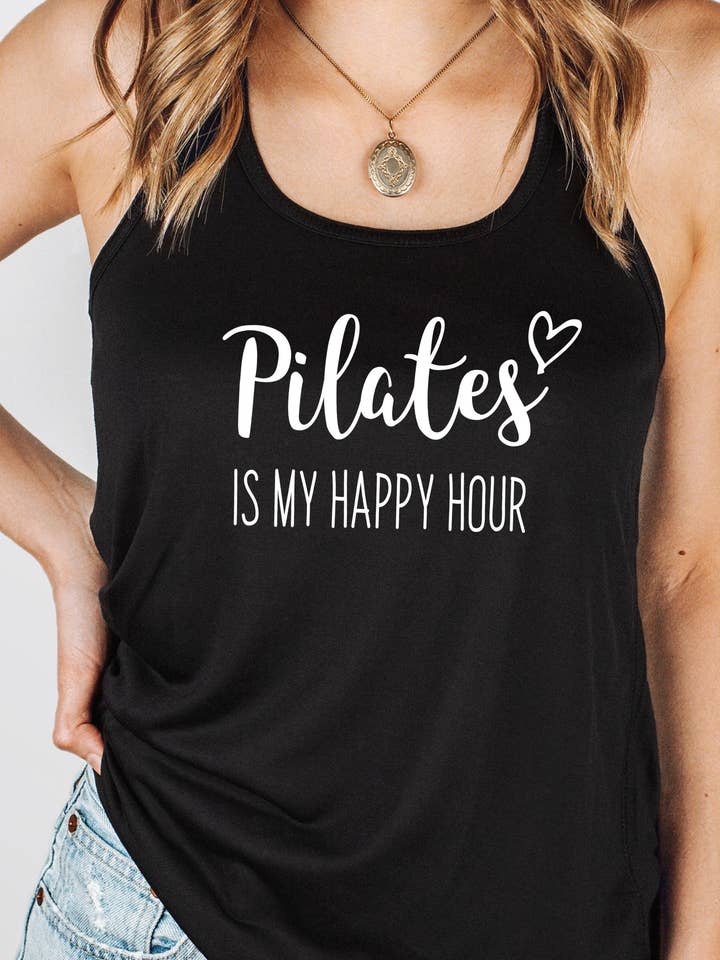 Midday USA - Wholesale T-Shirt (Graphic) - Women's - Pilates Is My Happy Hour Tank Top