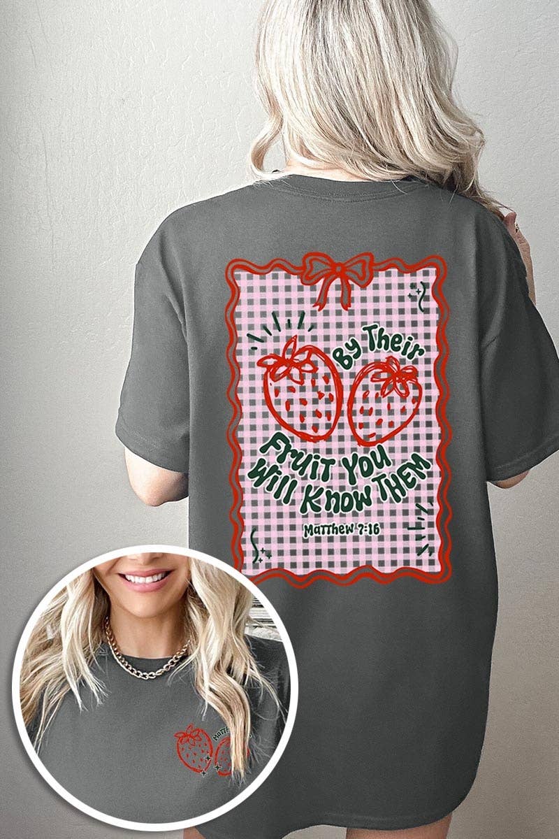 COLORBEAR - Vendita all'ingrosso Maglietta stampata - Donna - Maglietta in cotone pesante con grafica di fragole By their Fruit13