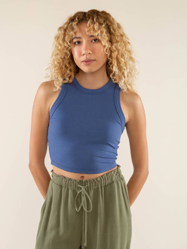 Camiseta sin mangas Lula Rib, talla grande | Crop Length Basic para venta al por mayor de NLT