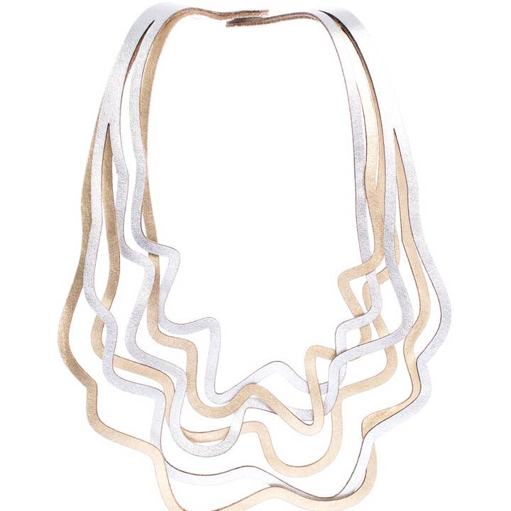 Curves Duo Necklace - Silver / Gold for wholesale on Faire6