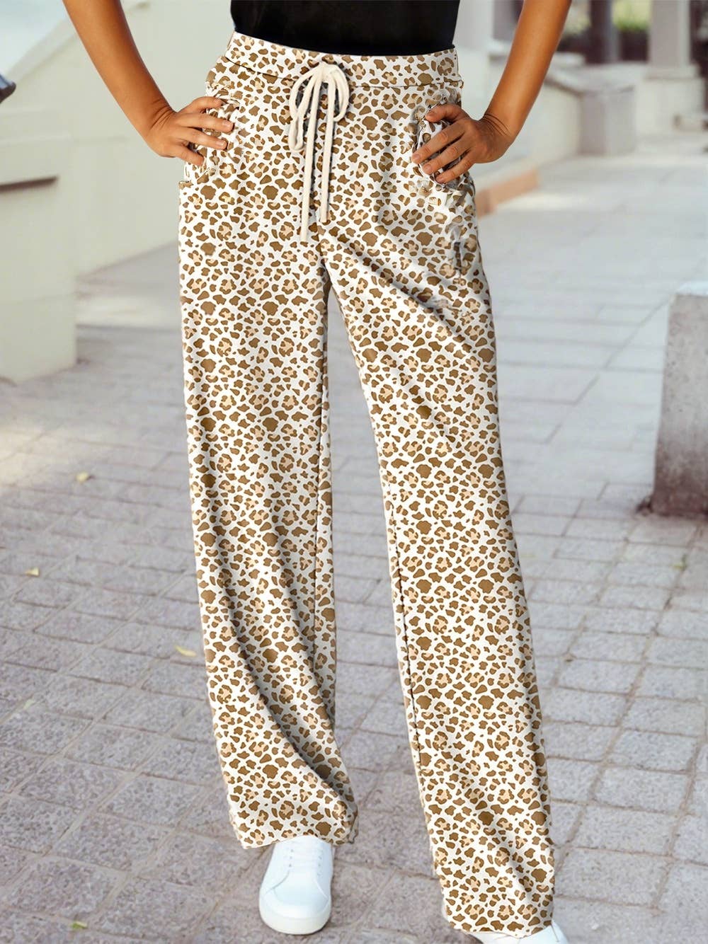 1 the Woman - Wholesale Pants - Women's - Leopard Drawstring Loose Pants2