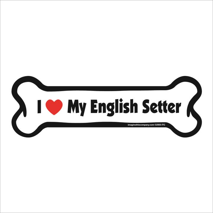 Aimant pour voiture en forme de cœur avec motif I Love My English Setter pour la vente par Imagine This Company