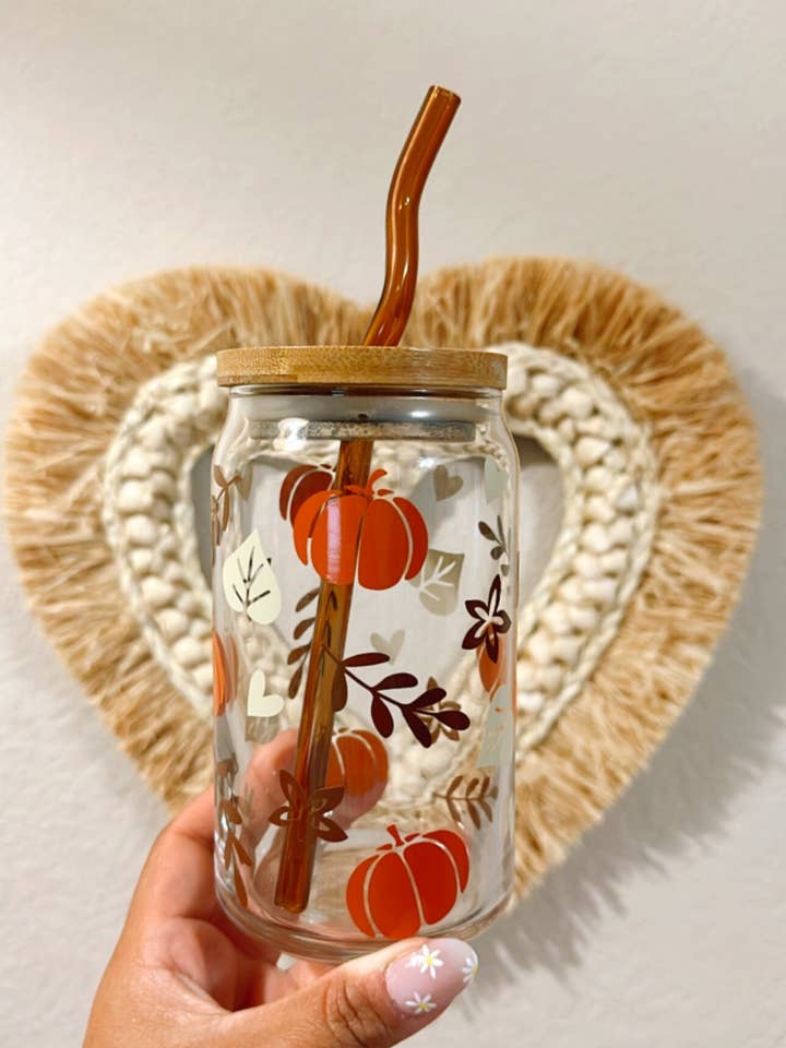 Verre en forme de canette automnale à motif citrouille pour la vente par CPB CraftStudio