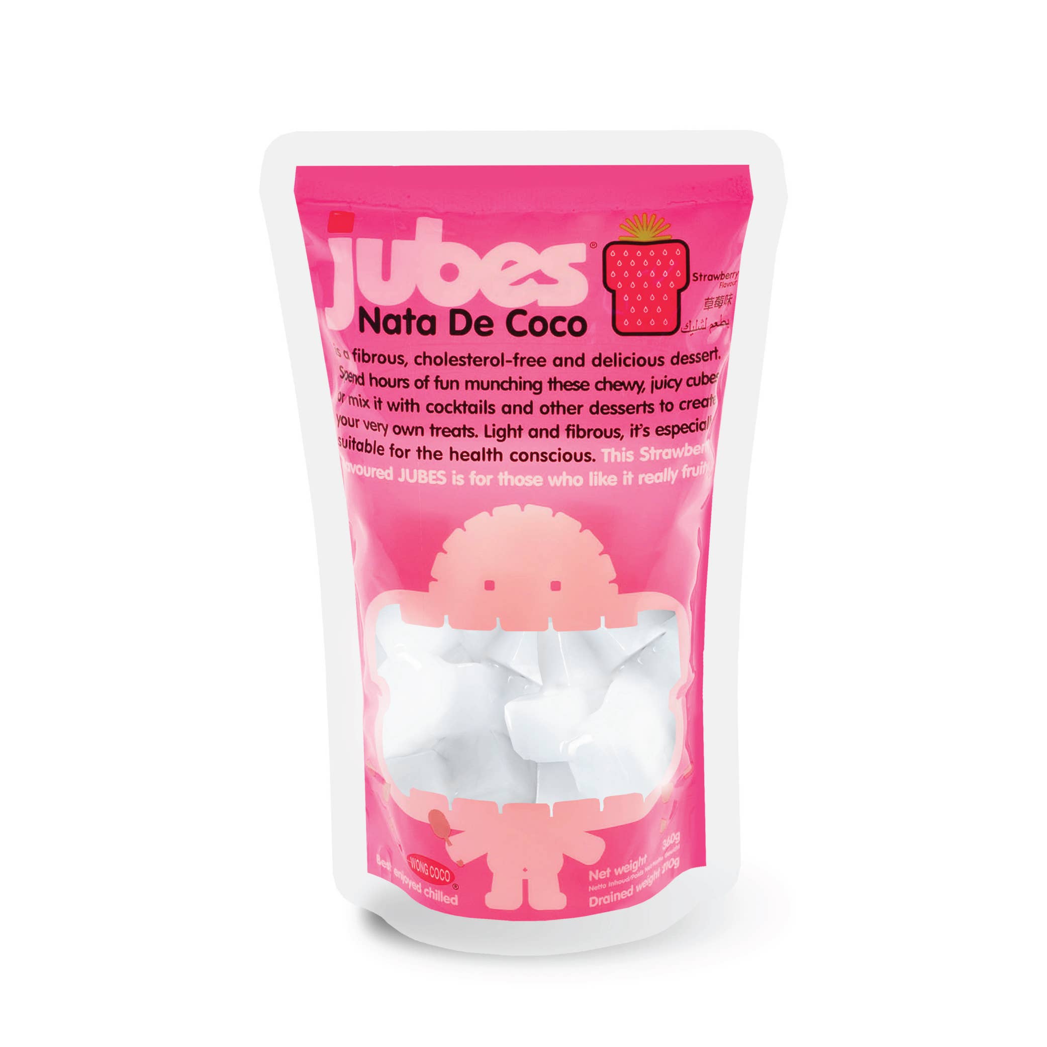 Grandpa Joe's Candy Shop - Wholesale Gummy - Jubes - Nata De Coco, Strawberry Flavor,12.7oz, 24ct Pouches
