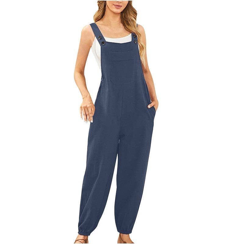 FurDecoration – wholesale Jumpsuit – Women's – Casual Solid Color Cuffed Jumpsuit Pants3