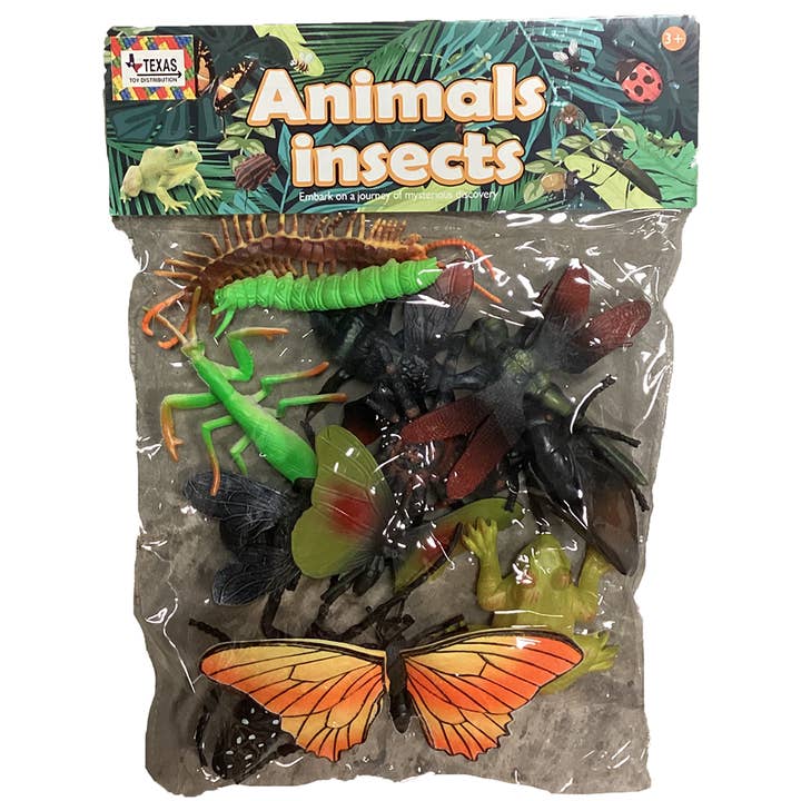 Grandes figurines d'insectes, insectes de 7 pouces dans un sac à accrocher pour la vente par Texas Toy Distribution
