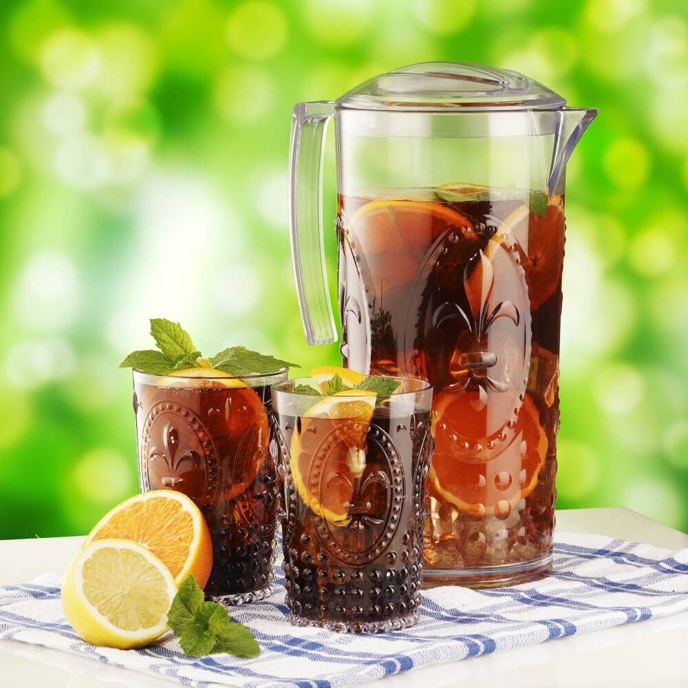 Muldale - Wholesale Drinking Glass/Cup - Picnic Water Jug and Glasses Set 5 Piece Acrylic Plasti4