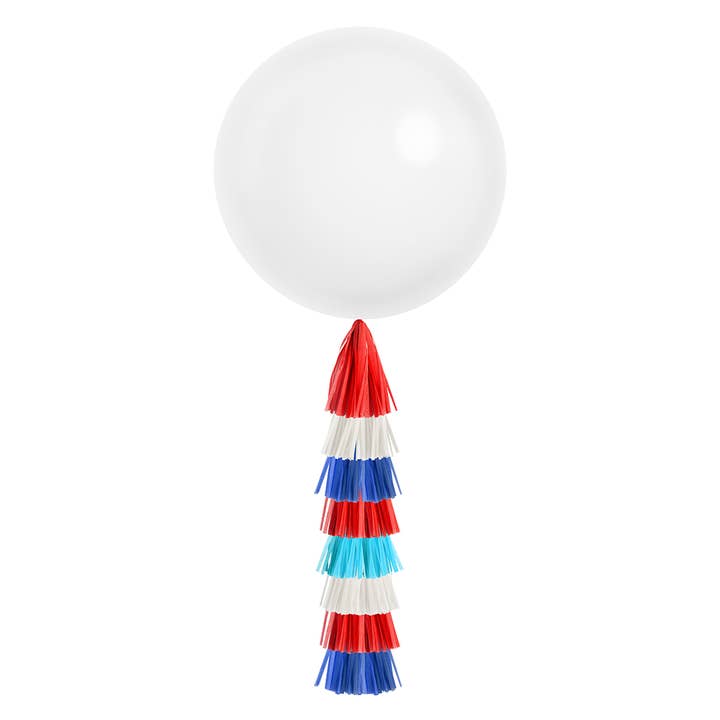 Jumbo Balloon & Tassel Tail - rood, wit en blauw voor wholesale door Paperboy