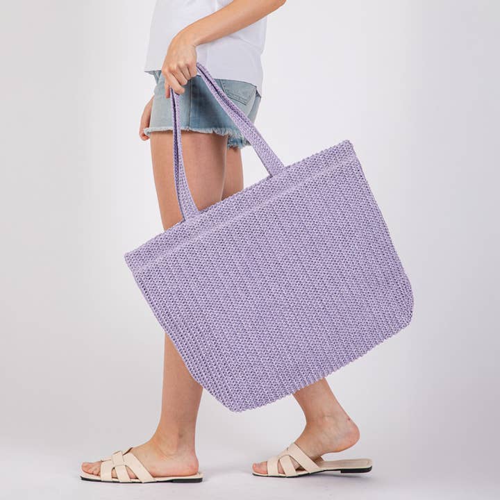 Hana - Wholesale Tote Bag - Women's - Solid Color Crochet Summer Straw Tote Bag43