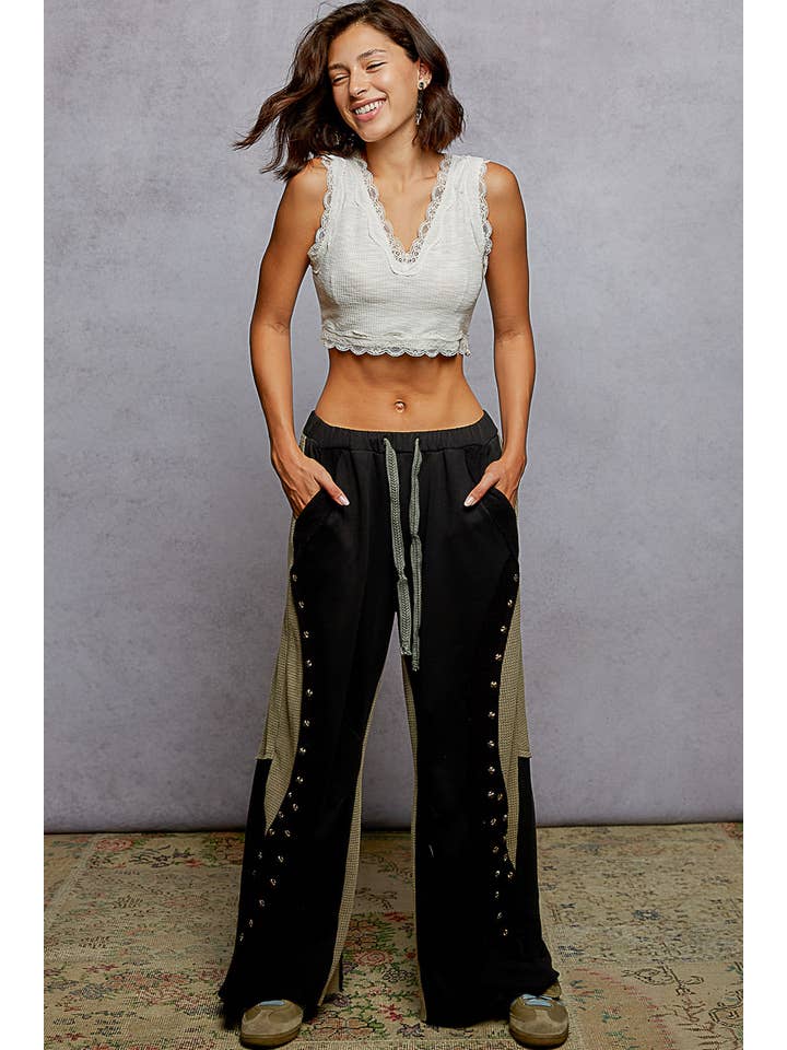 Pol Clothing - Wholesale Tank Top - Women's - Lace Trim Ribbed V Neck Summer Sleeveless Crop Top23