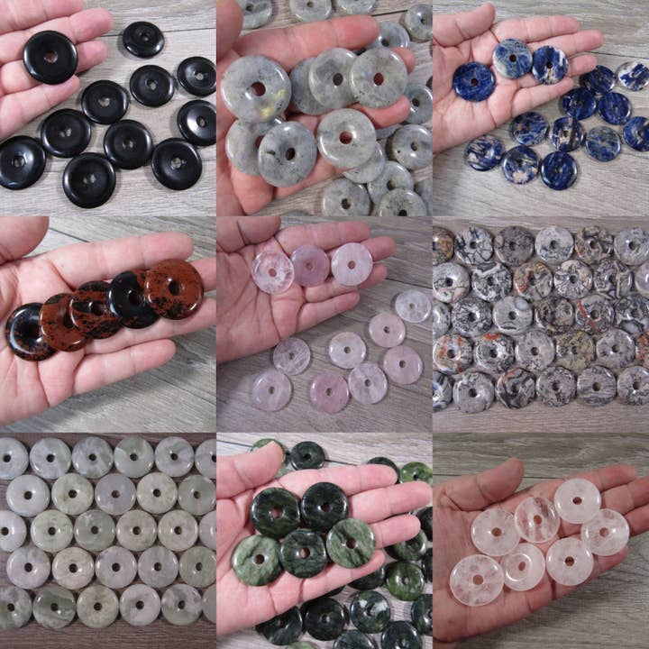 Keystone Crystals - Wholesale Spiritual Stone/Crystal - Gemstone Donut Pi Stone 30mm Pendant – Bulk Lot for Resale