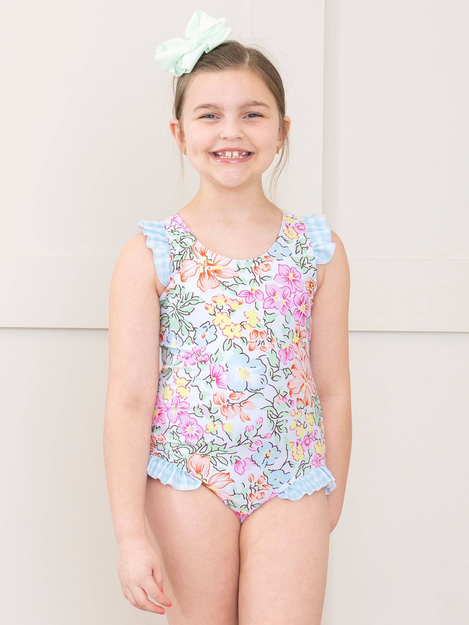 Marie Nicole Clothing - Wholesale One Piece Swimsuit - Kids - Ruffle Swimsuit - Wildflower Doodles4