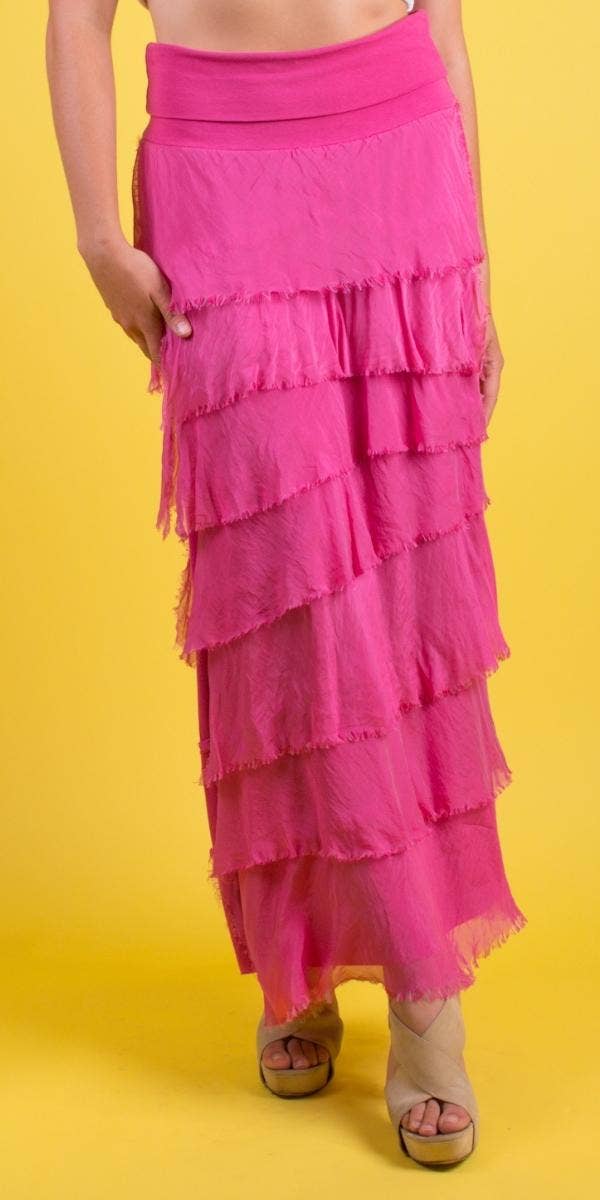 Gigi Moda - Vente Jupe – femme - Jupe volantée longue en soie35