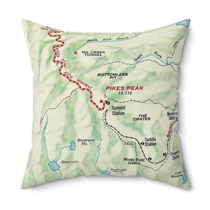 Pikes Peak Colorado Map Decorative Pillow Throw Pillow for wholesale by Daisy Mae Designs