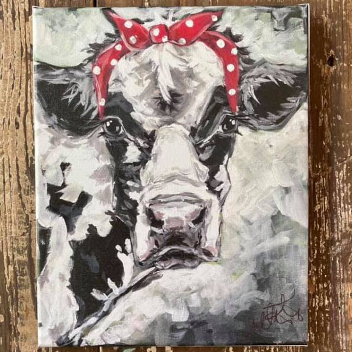 Holstein Cow Painting Toile imprimée, décor de ferme pour la vente par Rustic Nester
