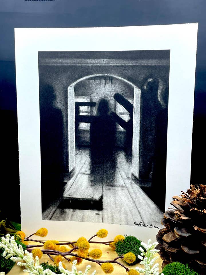 Haunted House Charcoal Print for wholesale by Burning Branches Creatives