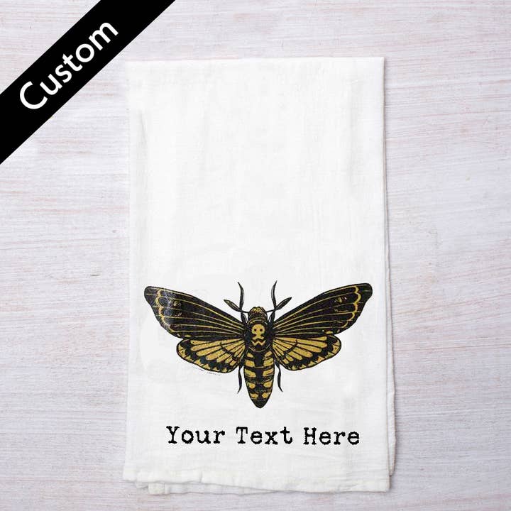 Torchon personnalisable | Death Head Moth | Name Drop | pour la vente par Counter Couture