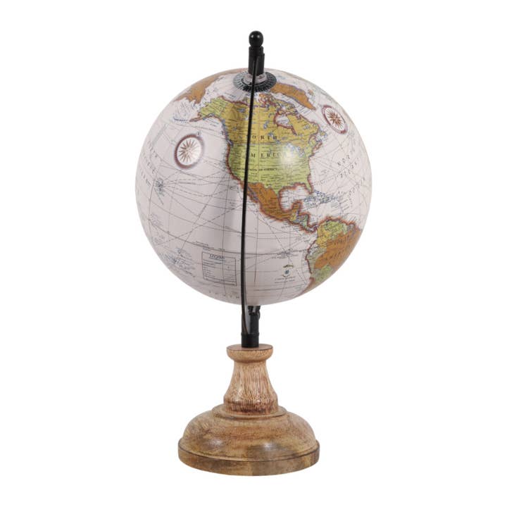 Sagebrook Home - Wholesale Desk Globe - Resin Wood Base Globe Sculpture - Natural, 12 in.8