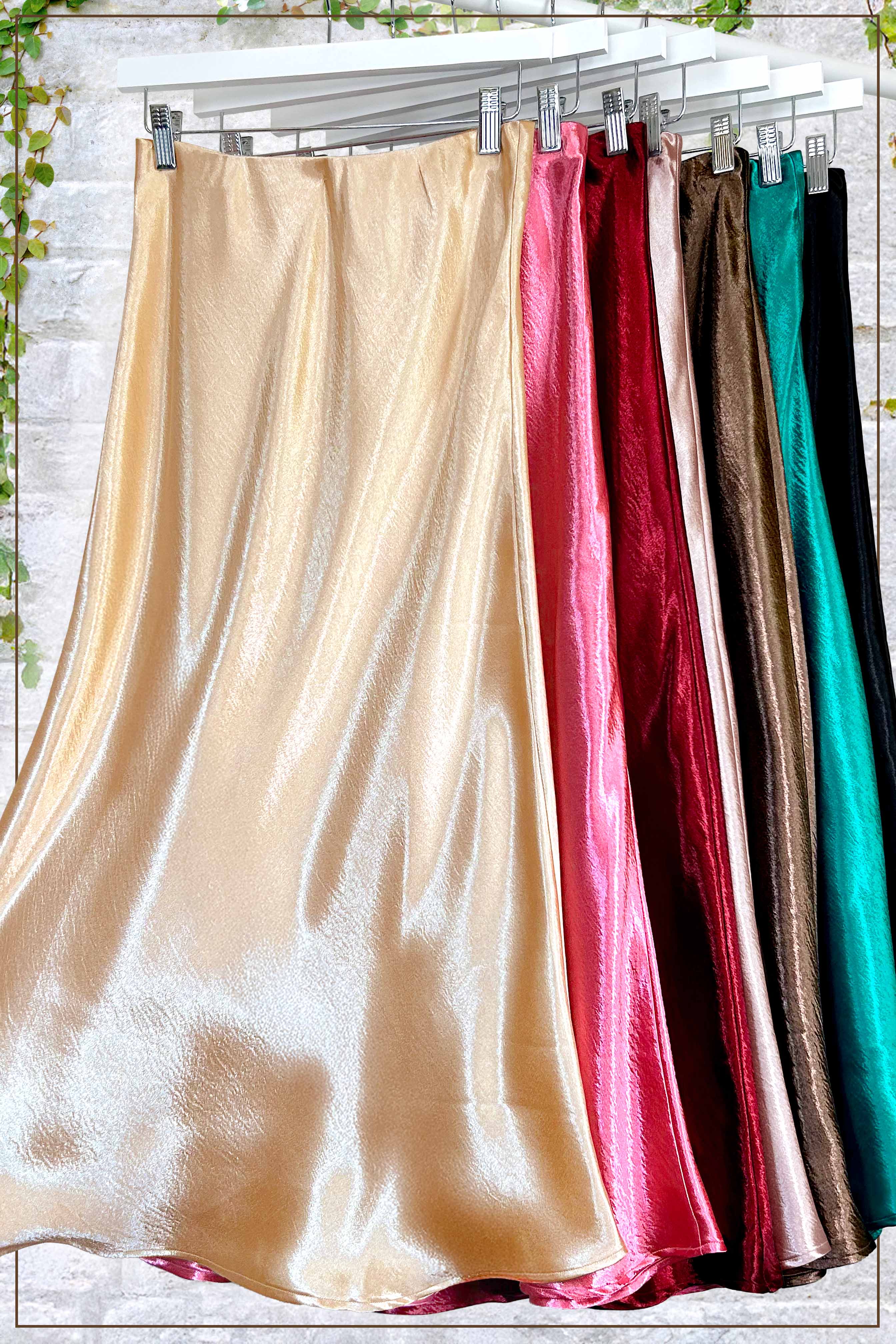 La Miel - Wholesale Skirt - Women's - JDP4232-Dressy Satin Long Panel Silhouette Skirt24