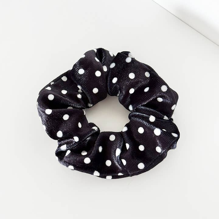 Black Polka Dot Scrunchie for wholesale by Coconut Lane