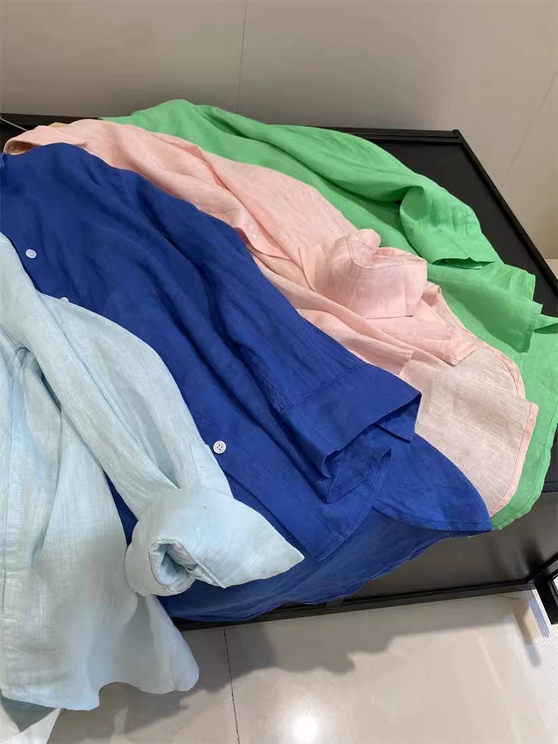 HIDDENBRAND - Wholesale Button Down Shirt - Women's - cotton linen blend button down shirt24