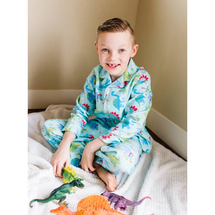 Wildkin - Vendita all'ingrosso Completo pigiama - Bambini - Pigiama in flanella con dinosauro