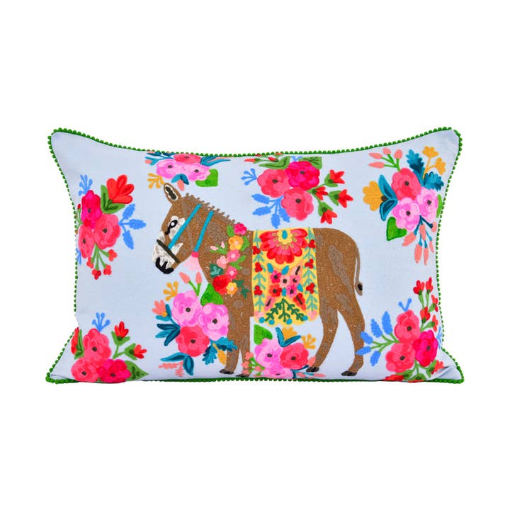Karma Living - Wholesale Throw/Decorative Pillow - Set of 2 El Burro Feliz Embroidery Pillows 16X24"0