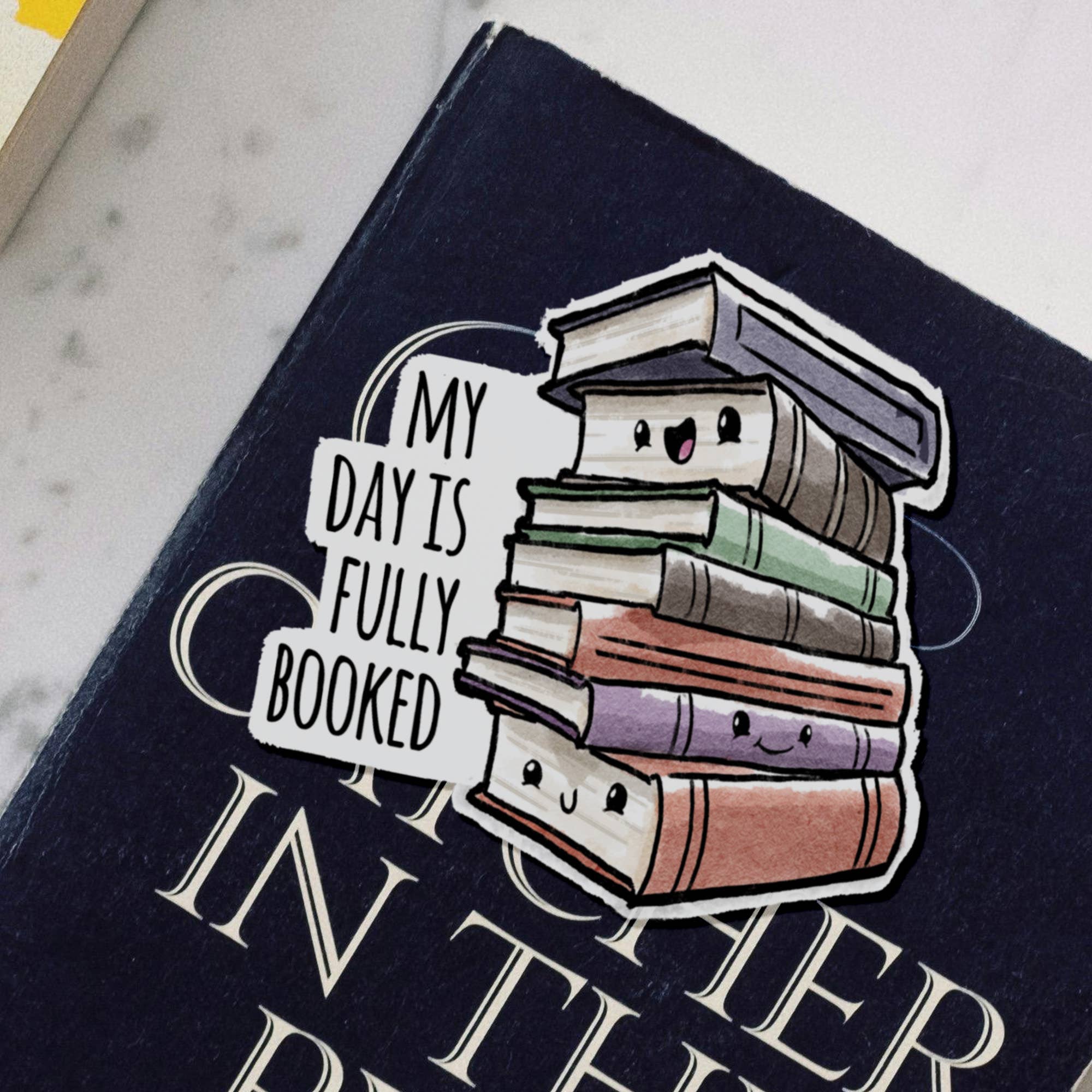 Aaron Millard Illustration - Wholesale Sticker - "Day is Fully Booked" Sticker – For Bookworms, Avid Readers,0
