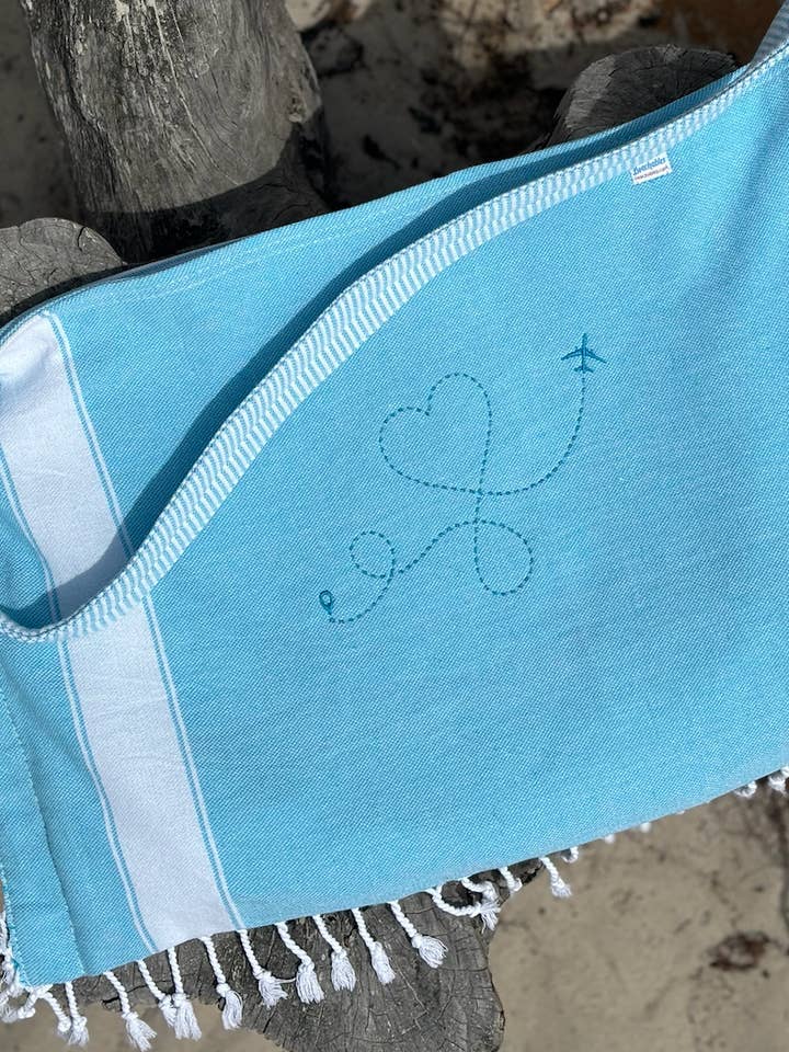 3 in 1 Turkish Cotton Tote, Travel Love Embroidery for wholesale by Beachables