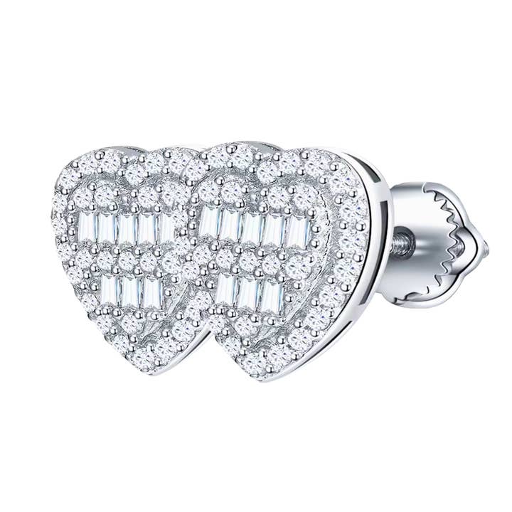 Moissanite Heart Stud Earrings • 13mm 18K White Gold Plated for wholesale by Everly Yours