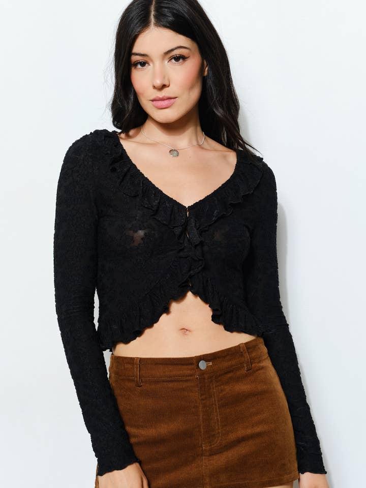 TOP AILEEN TEXTURÉ À VOLANTS pour la vente par Pretty Garbage