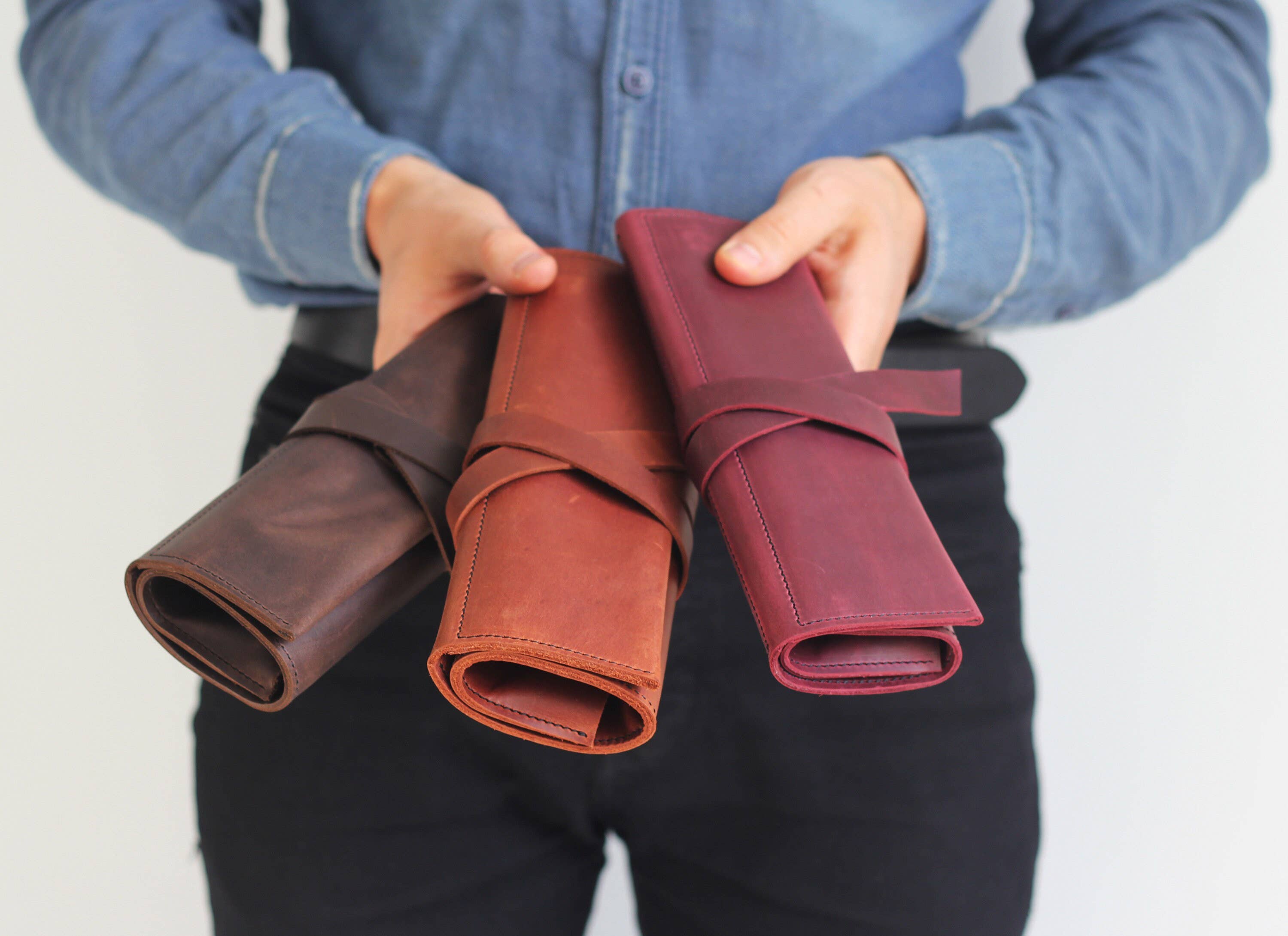 Pol Leather Studio - Vente Étuis/trousses à crayons - Trousse à crayons en cuir, étui à stylos, trousse d'artiste,7