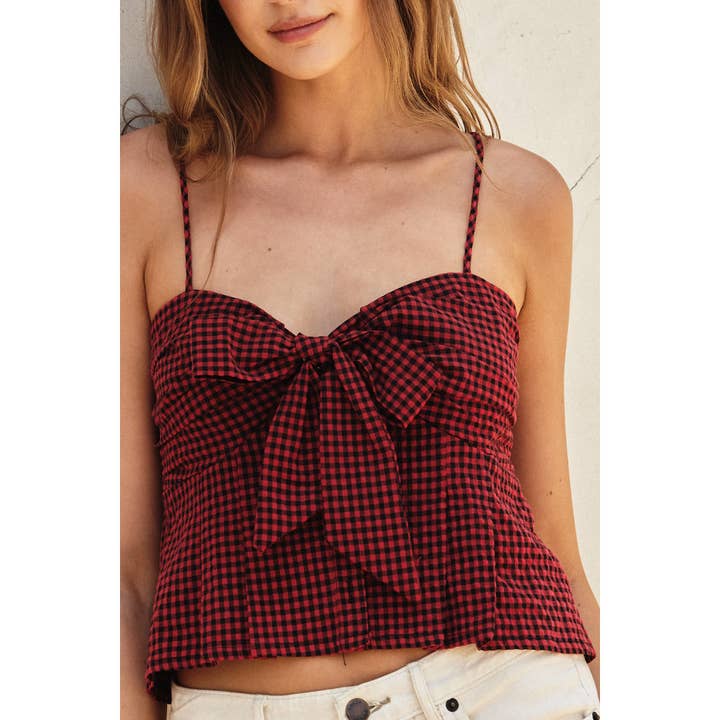 Blusa camil con lazo a cuadros para venta al por mayor de Dress Forum