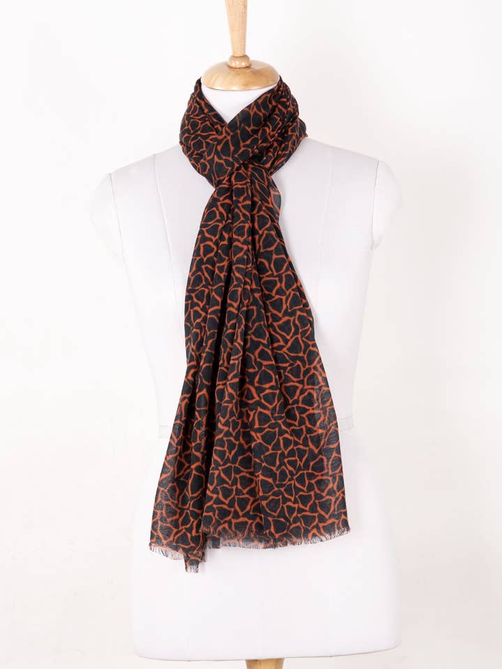 Plectrum Print Cotton Modal Scarf - Orange Black for wholesale by SVEZElife