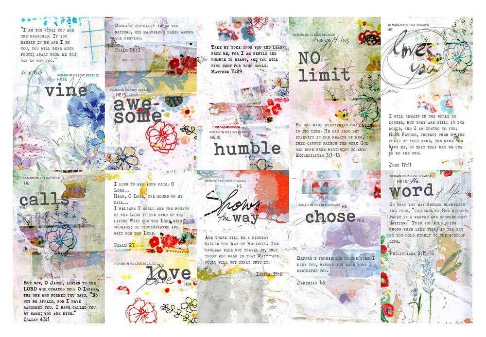 Open Journey - Wholesale Stationery/Notecard Set - Remain in My Love - set of 40 Bible Journaling Cards with prompts and Bible verses6