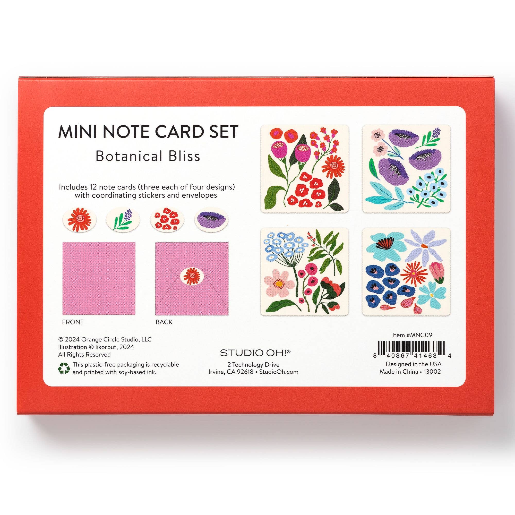 Studio Oh! - Wholesale Stationery/Notecard Set - Botanical Bliss Assorted Mini Note Card Set with Stickers9